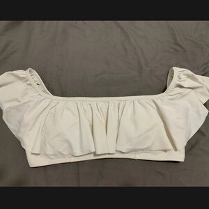 Hollister White Off Shoulder Bikini Top Size L